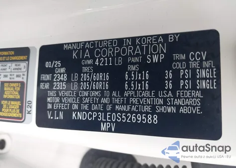 2025 Kia Niro Lx from USA, damaged, VIN KNDCP3LE0S5269588